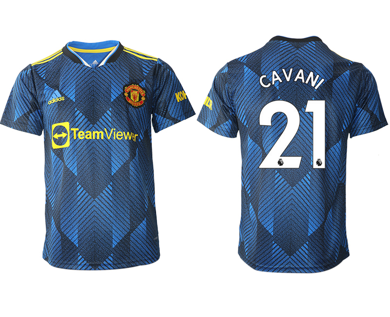 Men 2021-2022 Club Manchester United Second away aaa version blue #21 Soccer Jersey->manchester united jersey->Soccer Club Jersey